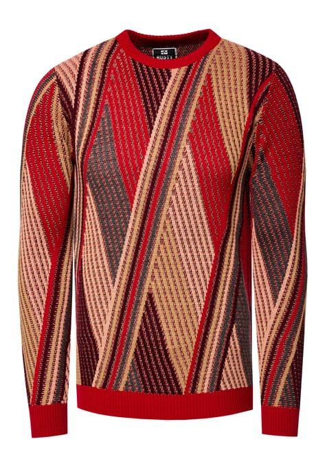 Feinstrick Colorblock Rundhals-Pullover - Image 1