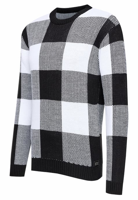 Schwerer Karo Kontrast Grobstrick Pullover - Image 2