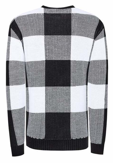 Schwerer Karo Kontrast Grobstrick Pullover - Image 3