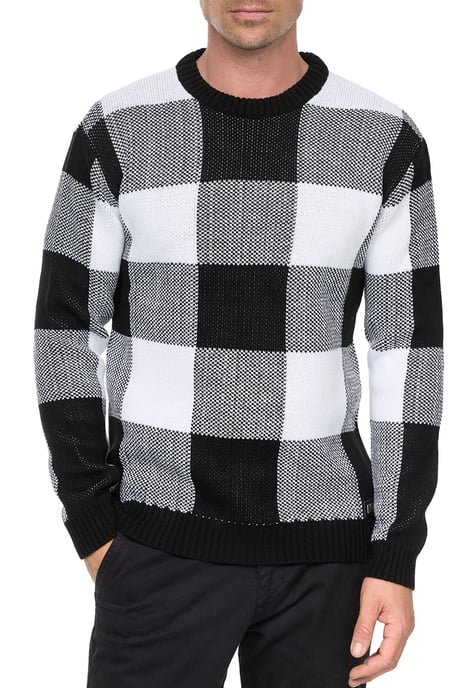 Schwerer Karo Kontrast Grobstrick Pullover - Image 4