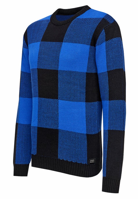 Schwerer Karo Kontrast Grobstrick Pullover - Image 2