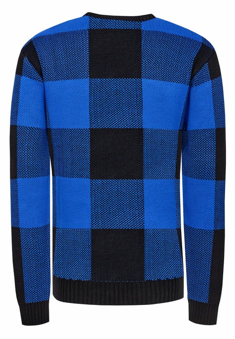 Schwerer Karo Kontrast Grobstrick Pullover - Image 3