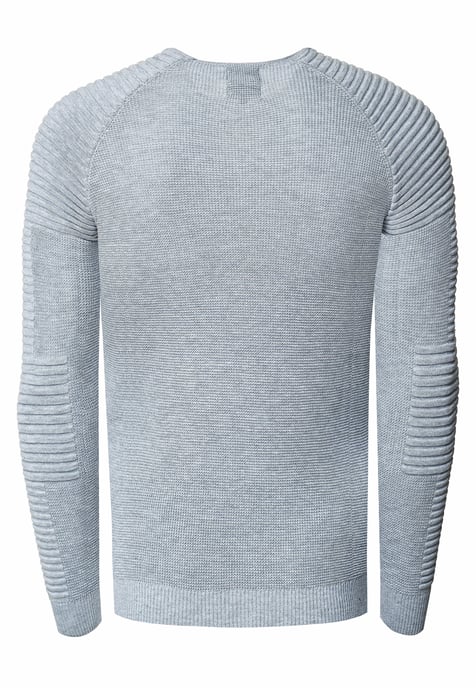 Slim Fit Feinstrick Biker Rundhals-Pullover - Image 2