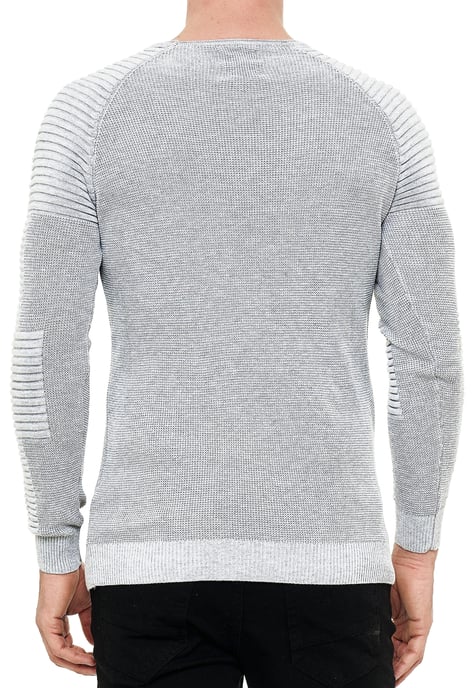 Slim Fit Feinstrick Biker Rundhals-Pullover - Image 4