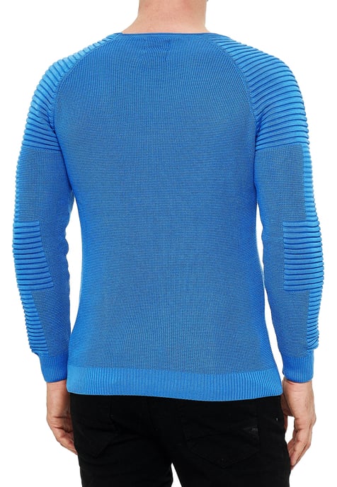 Slim Fit Feinstrick Biker Rundhals-Pullover - Image 4