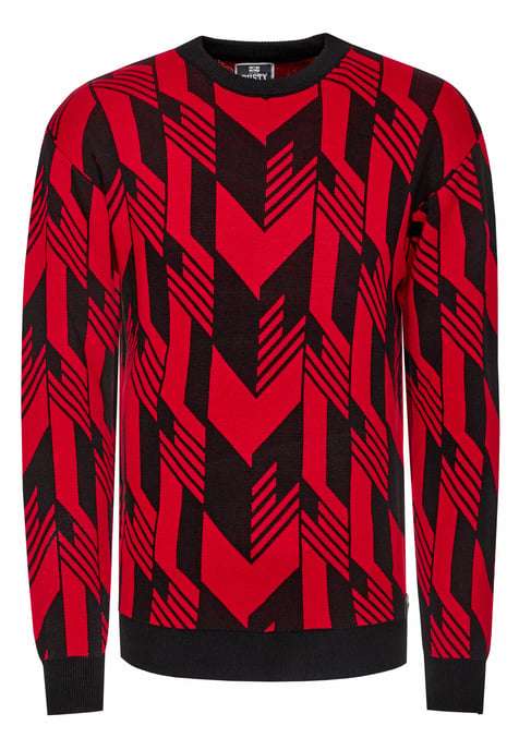 Kontrast Feinstrick Rundhals-Pullover - Image 1