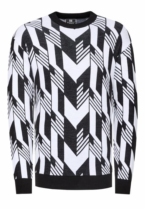 Kontrast Feinstrick Rundhals-Pullover - Image 1