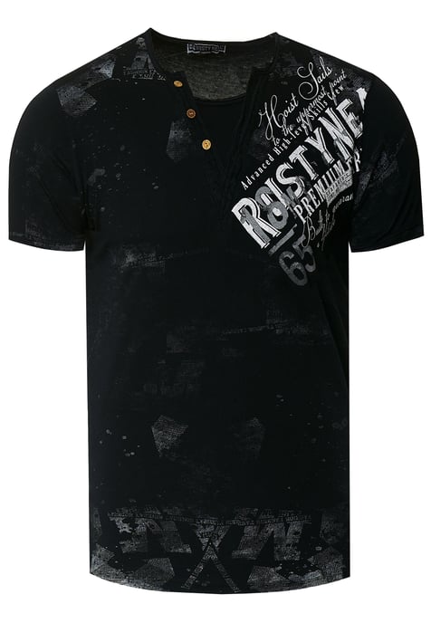 V-Neck T-Shirt Verwaschen mit Seitlichem Logo Print - Image 1
