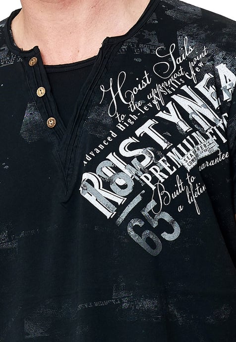 V-Neck T-Shirt Verwaschen mit Seitlichem Logo Print - Image 5