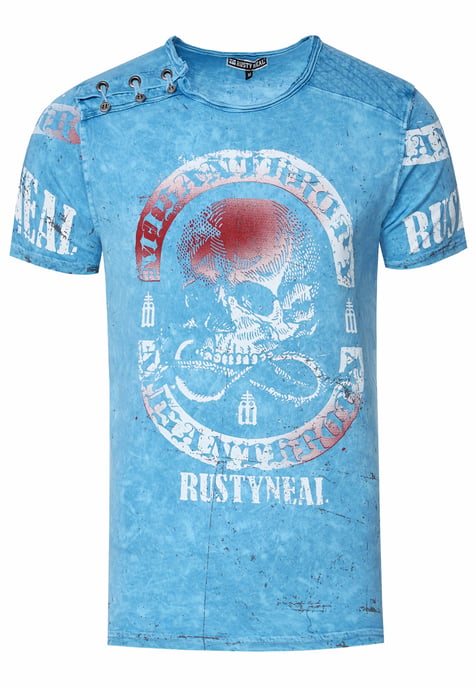 Verwaschenes T-Shirt mit Seitlicher-Knopfleiste und Skull Print - Image 1