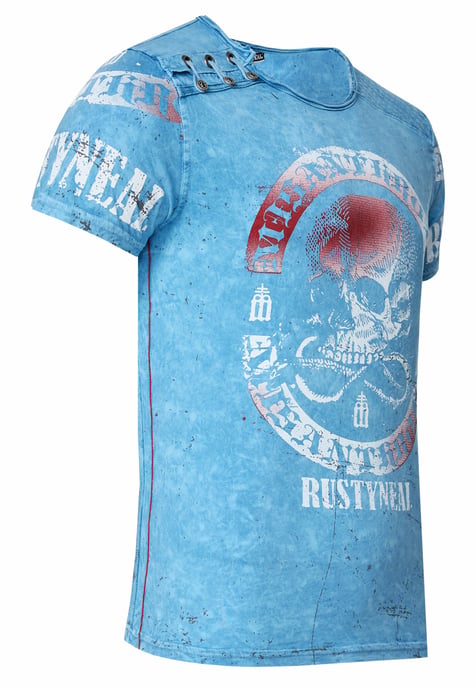 Verwaschenes T-Shirt mit Seitlicher-Knopfleiste und Skull Print - Image 2