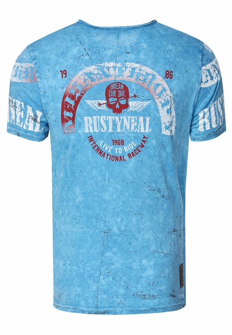 Verwaschenes T-Shirt mit Seitlicher-Knopfleiste und Skull Print - Image 3