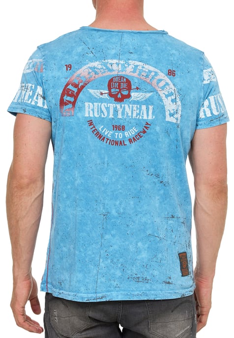 Verwaschenes T-Shirt mit Seitlicher-Knopfleiste und Skull Print - Image 5