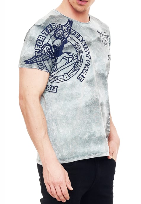 Acid Washed T-Shirt mit Prints - Image 4