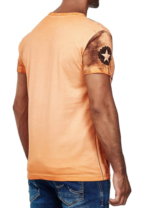 T-Shirt Verwaschen mit Logo Print und Knopfleiste - Image 5