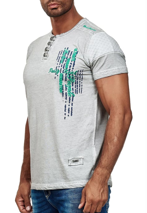 Oil-Washed T-Shirt mit Knopfleiste - Image 3