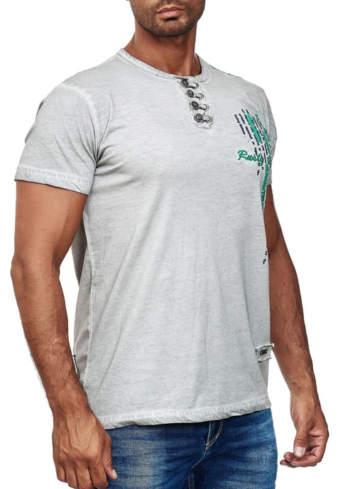 Oil-Washed T-Shirt mit Knopfleiste - Image 4