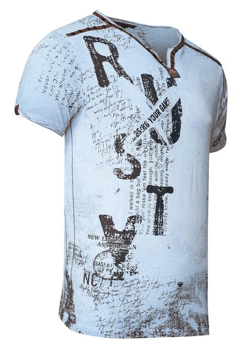 V-Neck T-Shirt mit Wildleder-Details und Nieten-Verlauf - Image 2