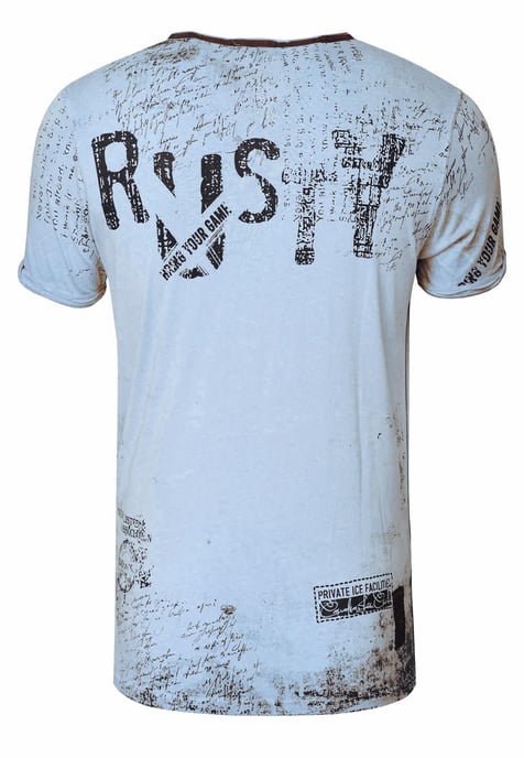 V-Neck T-Shirt mit Wildleder-Details und Nieten-Verlauf - Image 3