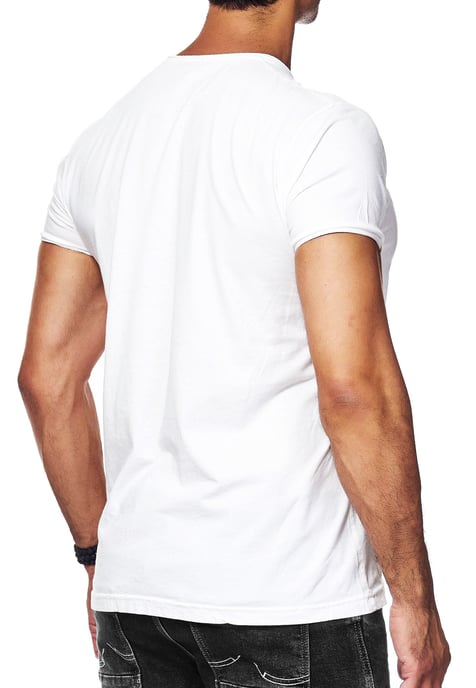 Oil-Washed T-Shirt mit Seitlicher Knopfleiste und Prints - Image 5