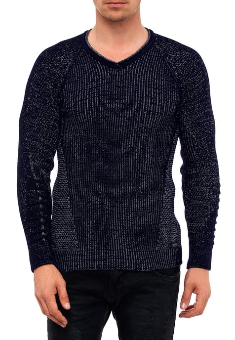 Grobstrick Slim Fit V-Neck-Pullover - Image 3