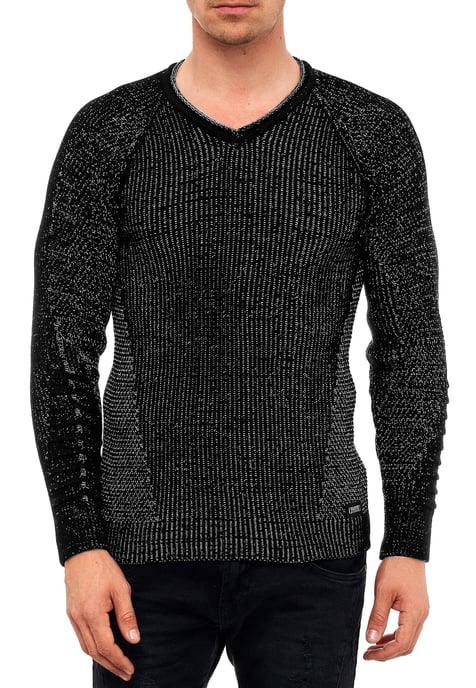 Grobstrick Slim Fit V-Neck-Pullover - Image 3