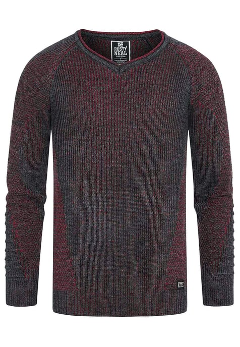 Grobstrick Slim Fit V-Neck-Pullover - Image 1