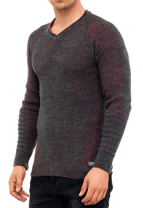 Grobstrick Slim Fit V-Neck-Pullover - Image 3