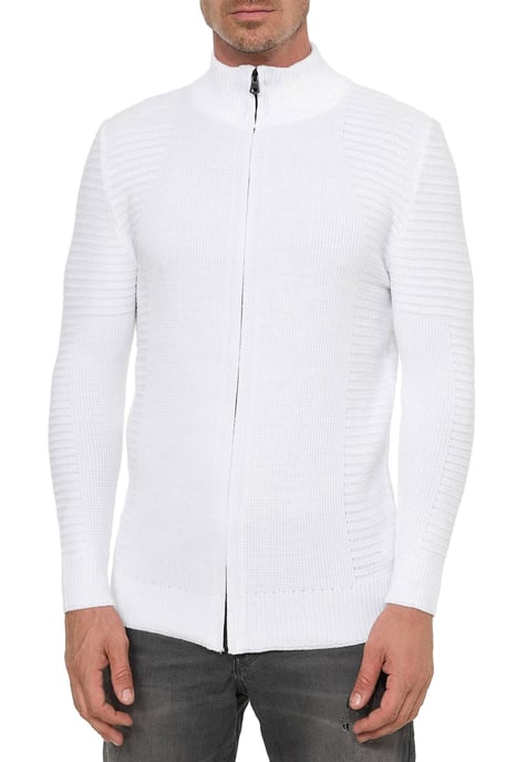 Feinstrick im Biker-Stile Slim Fit Strick-Jacke - Image 4