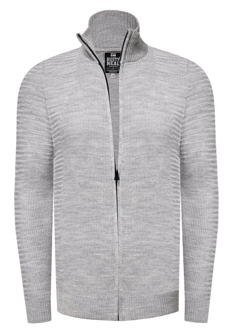 Feinstrick im Biker-Stile Slim Fit Strick-Jacke - Image 1