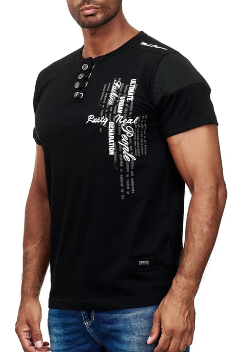 Oil-Washed T-Shirt mit Knopfleiste - Image 3