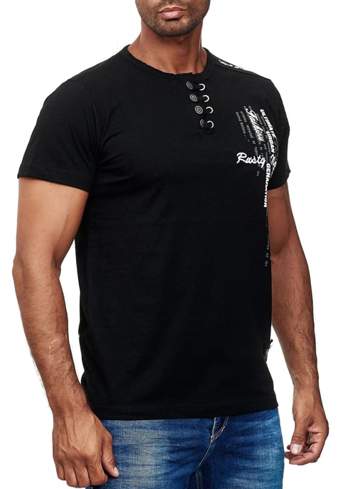 Oil-Washed T-Shirt mit Knopfleiste - Image 4