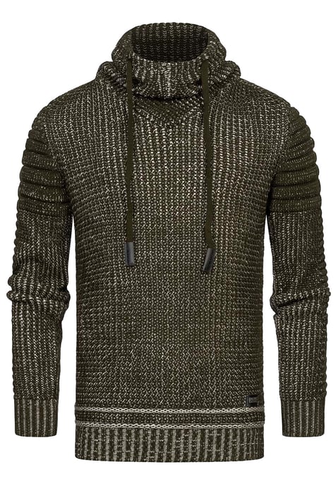 Stehkragen Grobstrick Biker Pullover mit Hohem Rollkragen - Image 1