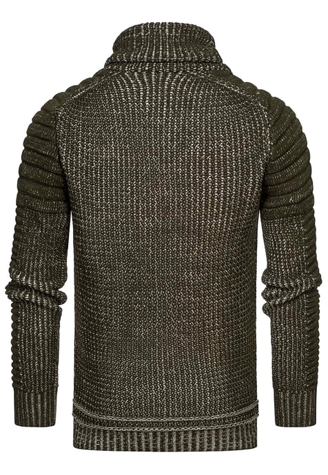 Stehkragen Grobstrick Biker Pullover mit Hohem Rollkragen - Image 2