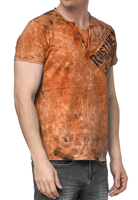 V-Neck T-Shirt Verwaschen mit Seitlichem Logo Print - Image 3