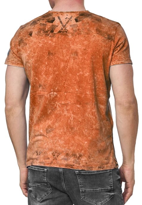 V-Neck T-Shirt Verwaschen mit Seitlichem Logo Print - Image 4
