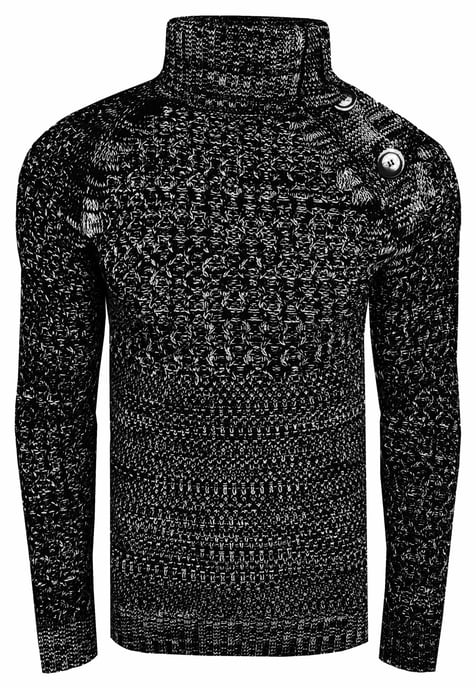 Side Button-Placket Grobstrick Rollkragen-Pullover - Image 1
