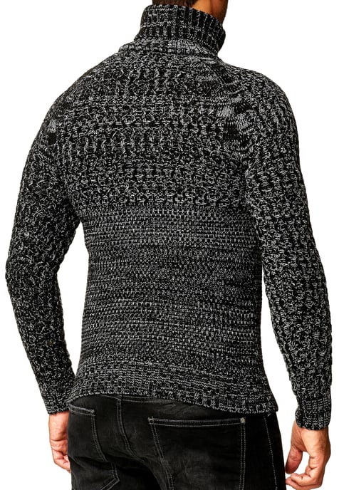 Side Button-Placket Grobstrick Rollkragen-Pullover - Image 4