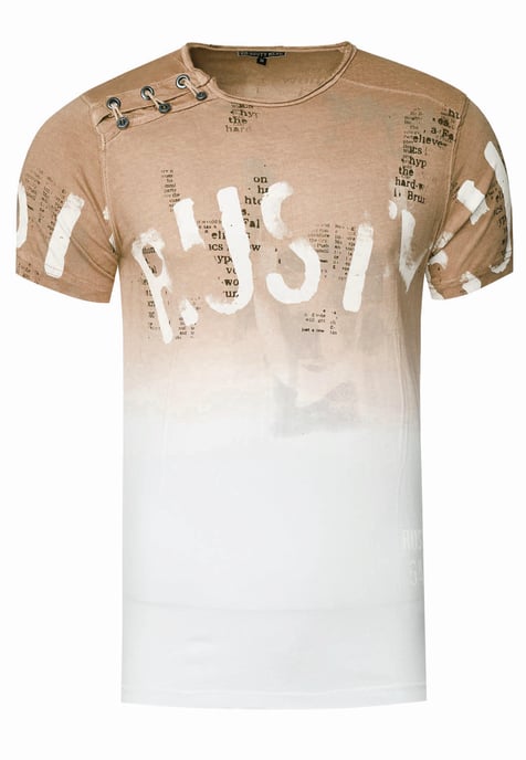 T-Shirt Verwaschen mit Farbverlauf und Seitlicher Knopfleiste - Image 1