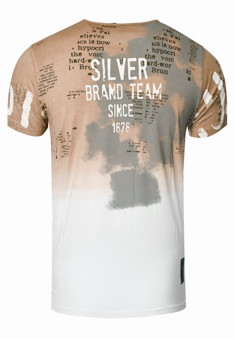 T-Shirt Verwaschen mit Farbverlauf und Seitlicher Knopfleiste - Image 3
