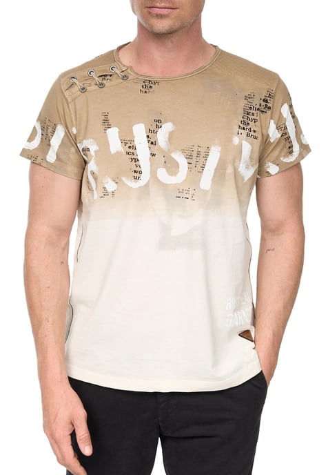 T-Shirt Verwaschen mit Farbverlauf und Seitlicher Knopfleiste - Image 4