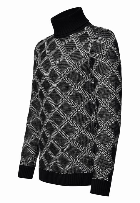 Grobstrick mit Karomuster Rollkragen-Pullover - Image 2