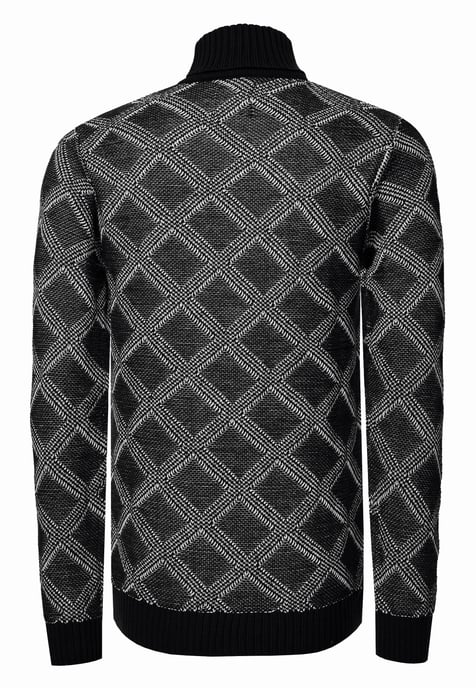 Grobstrick mit Karomuster Rollkragen-Pullover - Image 3