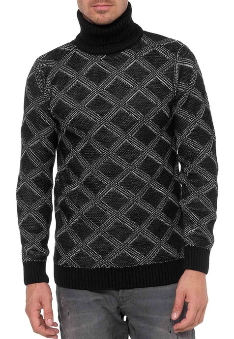 Grobstrick mit Karomuster Rollkragen-Pullover - Image 4