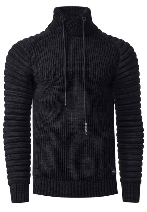 Biker Grobstrick Stehkragen-Pullover - Image 1