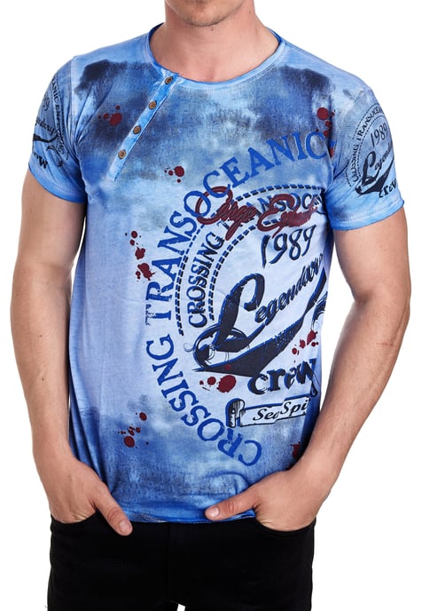 Rundhals T-Shirt mit All Over Front Print - Image 3