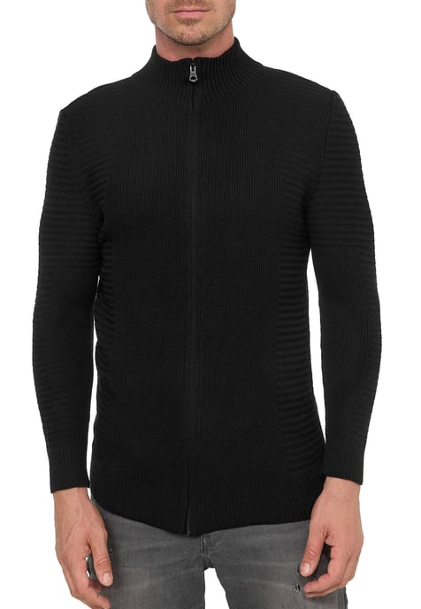 Feinstrick im Biker-Stile Slim Fit Strick-Jacke - Image 4