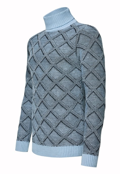 Grobstrick mit Karomuster Rollkragen-Pullover - Image 2