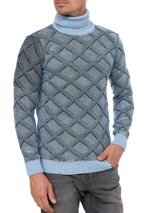 Grobstrick mit Karomuster Rollkragen-Pullover - Image 4