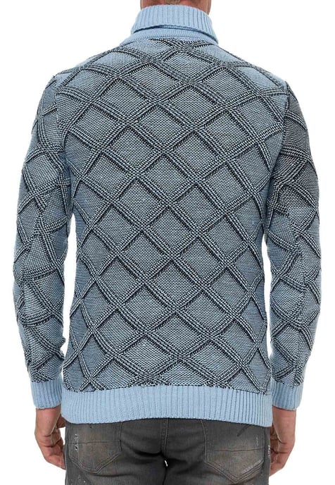 Grobstrick mit Karomuster Rollkragen-Pullover - Image 5